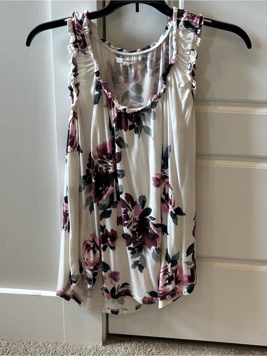 Maurices Tops - Maurices White Tank Top with Pink and Black Floral Print